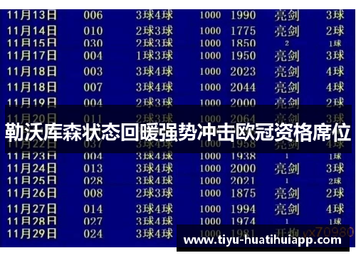 勒沃库森状态回暖强势冲击欧冠资格席位